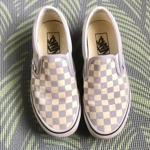 Light Blue/Purple Checkered Slip-on Vans